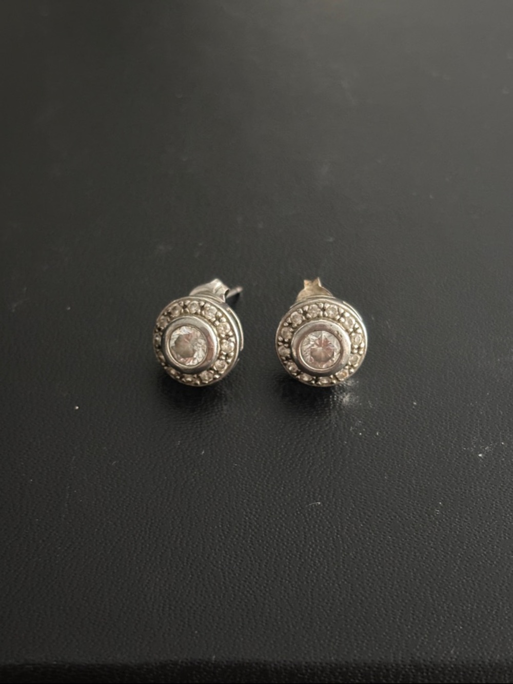 Classic Silver-Tone Crystal Stud Earrings